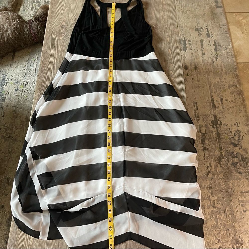 Inc International Concepts Asymmetrical Hem Maxi Dress Black White Stripe - Picture 11 of 13
